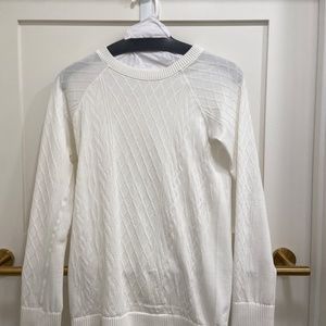 White Lulu Lemon Long Sleeve Shirt/Sweater Rest Less Ribbed Textured
